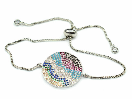 Браслет на цепочке "Круг" цв.серебро