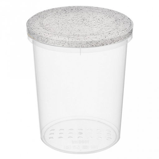 Банка пластмассовая "Asti" 1л, д11,5см, h14,7см, с завинчивающейся крышкой, гранит светло-серый (Россия)