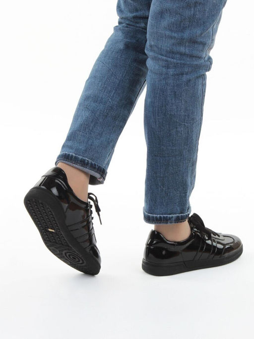 03-B6C-7AG BLACK Кеды женские (натуральная кожа)