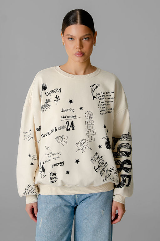 Арт. 15132/2 Свитшот женский оверсайз 46-52 (4 шт) Цвет:молочный