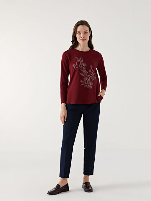 Bisiklet Yaka Desenli Kad?n Bluz