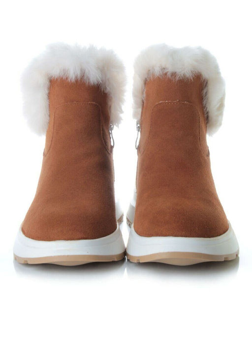 10-M7 BROWN Ботинки зимние женские (натуральная замша, нат.мех и шерсть)