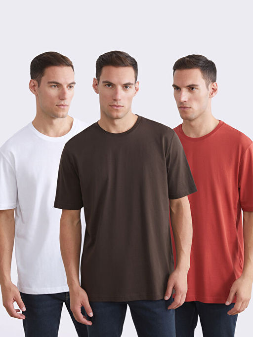 Bisiklet Yaka Penye Erkek Ti??rt 3l? Paket