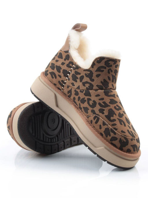 04-PAJW01-5Z BROWN/LEOPARD Ботинки зимние женские (натуральная замша, 100% шерсть, натуральный мех)