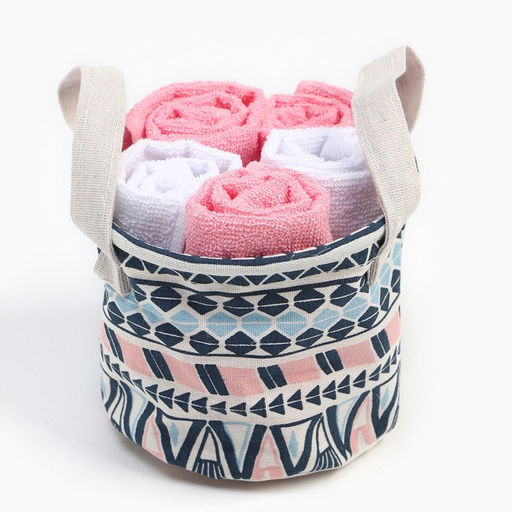 Салфетки махровые декоративные «Этель. Этно», 5 шт., 30×30 см, хлопок 100%, розовые/белые