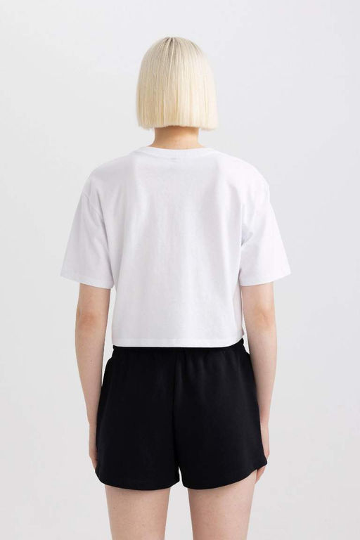 Базовая футболка свободного кроя с круглым вырезом из чесаного хлопка с короткими рукавами - Defacto фото 5