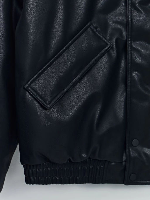 Утепленный бомбер из экокожи / Zarina  фото 4