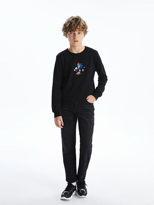 Bisiklet Yaka Sonic Bask?l? Erkek ?ocuk Ti??rt