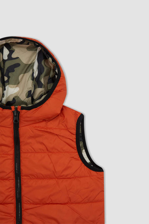 Двусторонний пуховик с капюшоном для мальчика - Defacto фото 6
