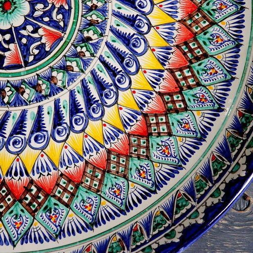 Ляган узбекский Риштанская Керамика «Узоры», d=55 см, синий