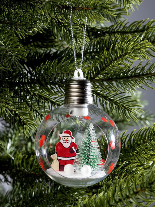 Ёлочный шар Дед Мороз, d=8 см, 1 LED, от батареек, свечение тёплое белое - Luazon lighting фото 10