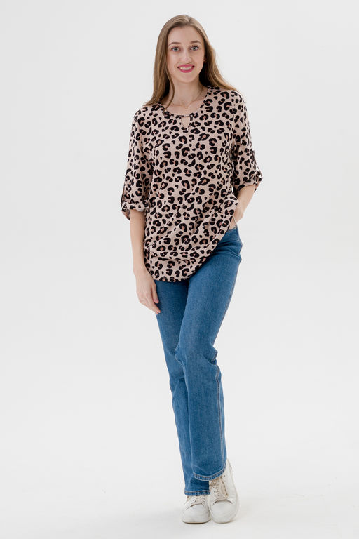 Туника женская из кулирки Полина леопард макси - Амадэль фото 9