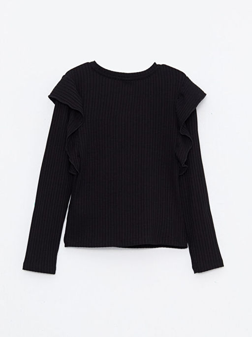 Bisiklet Yaka F?rf?r Detayl? Uzun Kollu K?z ?ocuk Ti??rt - Waikiki фото 2