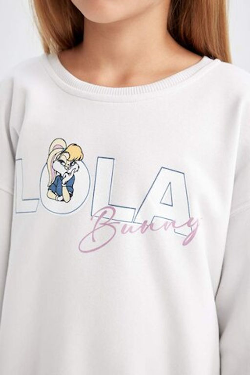 Толстовка свободного кроя с круглым вырезом Looney Tunes для девочек - Defacto фото 6