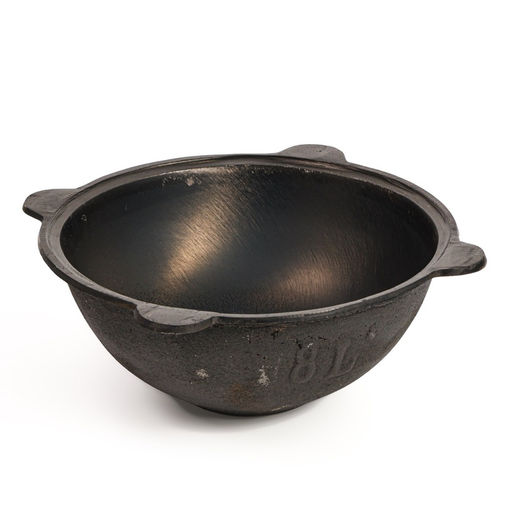 Казан, 8 л, плоское дно, алюминиевая крышка, чугун