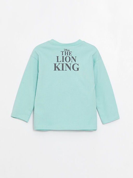 Bisiklet Yaka Uzun Kollu Aslan Kral Bask?l? Erkek Bebek Ti??rt - Waikiki фото 2