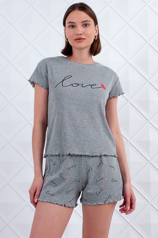 Арт. 9138 Пижама с шортами 44-52 (5 шт) Цвет:серый меланж