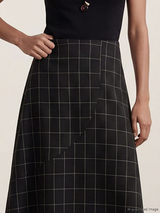 Beli Fermuarl? Ekose Dantel Detayl? Etek