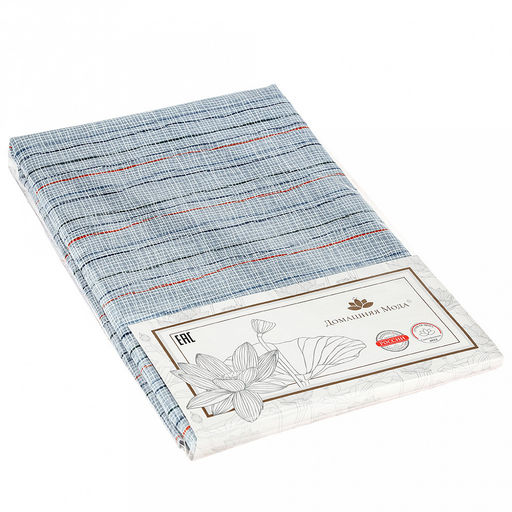 Скатерть 220х145см "Рональдо" голубой, длина стола до 180см, на 8-10 персон, рогожка, хлопок 171г/м2, упаковка классическая 28х41см, "Домашняя мода" (Россия)