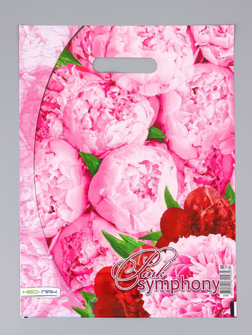 Цена за 25 шт. Пакет подарочный Розовая симфония, полиэтиленовый с вырубной ручкой 30?40 см, 60 мкм