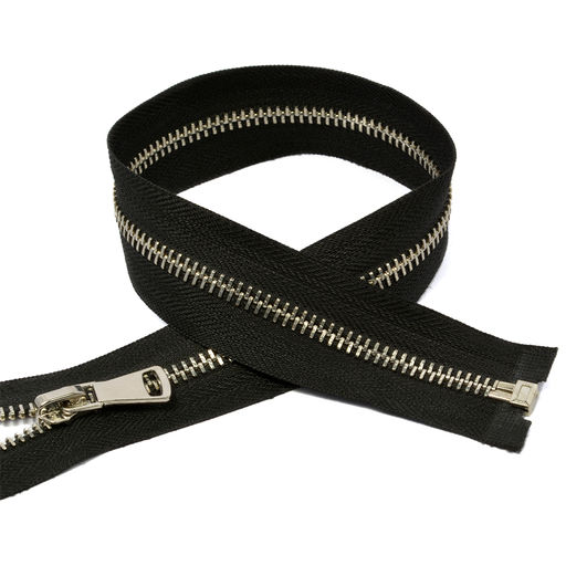 Молния Mzip мет. №5 никель шлиф.звено, 55 см цв.F322 черный уп.10шт