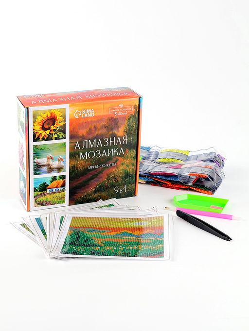 Алмазная мозаика 9 в 1 Природа, 14.5?14.5 см