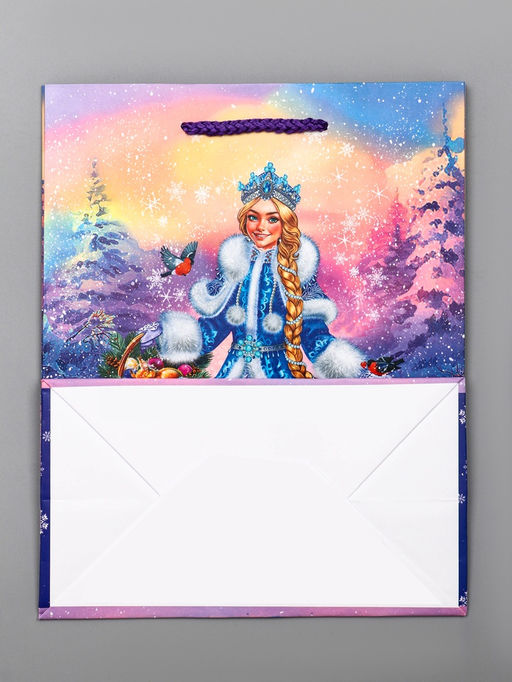 Цена за 2 шт. Пакет подарочный новогодний ламинированный, «Снегурочка ждет Деда Мороза», 18×10×22.3 см