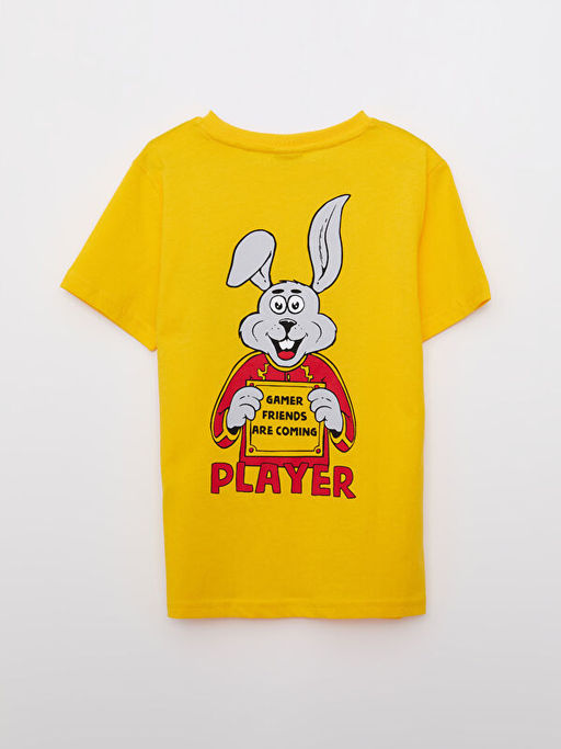 Bisiklet Yaka Bask?l? K?sa Kollu Pamuklu Erkek ?ocuk Ti??rt - Waikiki фото 2