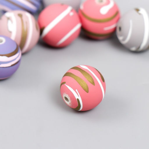 Бусины для творчества акрил Полосатые шарики набор 10 шт МИКС 1,6х1,6х1,6 см - Арт узор фото 3