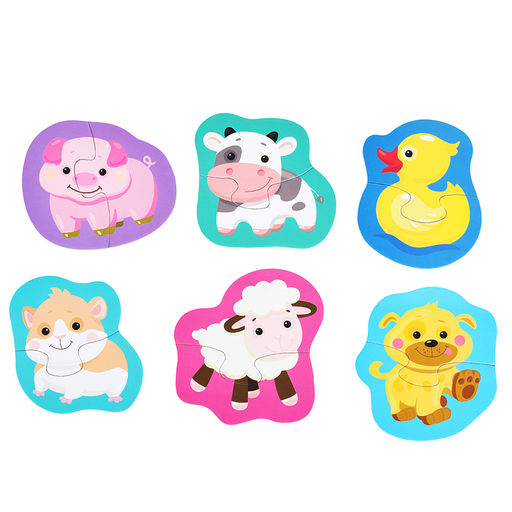 Пазлы контурные Половинки Домашние животные Baby Toys - Десятое королевство фото 2