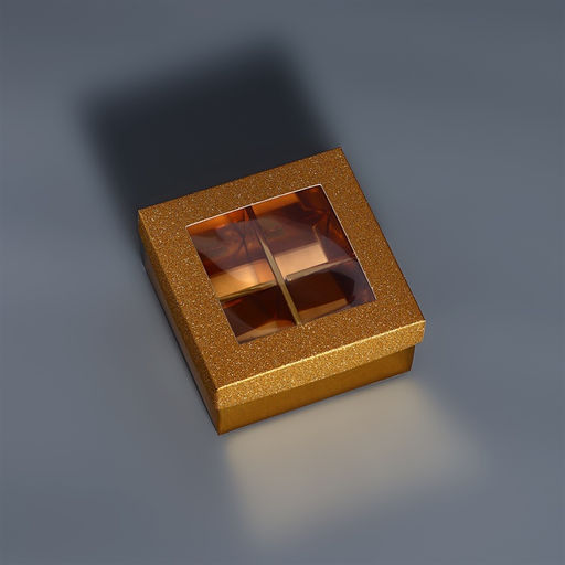 Цена за 5 шт. Коробка для 4 конфеты золото глиттер, 8.5×8.5×4 см