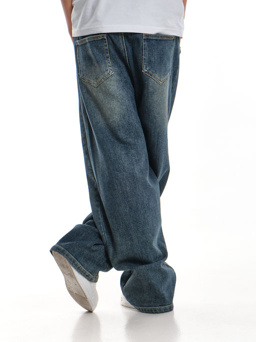 Джинсы свободного кроя на резинке 33-6900 синий - Mini maxi фото 8