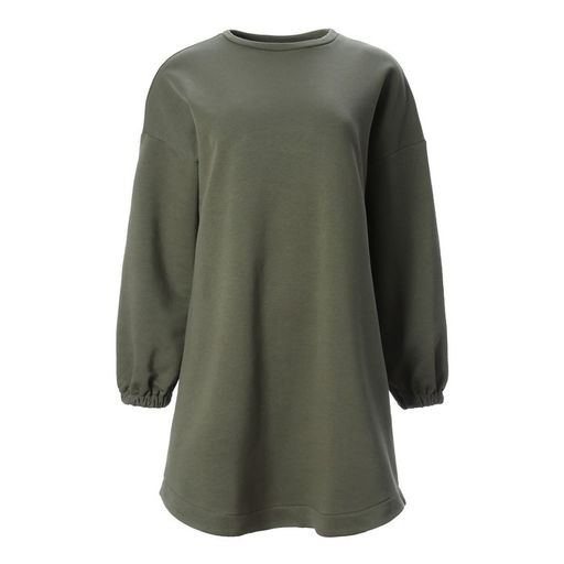 Платье женское короткое с кулиской MINAKU: Casual Collection, зелёное, размер 46, с длинным рукавом