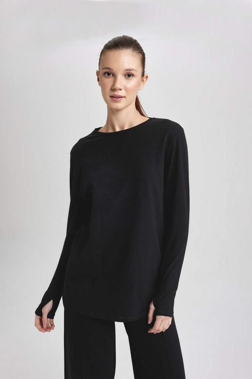 DeFactoFit Длинная футболка с круглым вырезом и длинными рукавами для спортсменов  фото 4