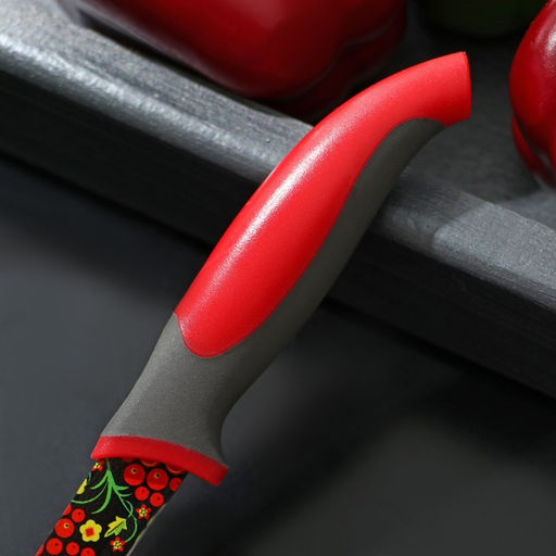 Нож кухонный с антиналипающим покрытием Доляна Русский узор, лезвие 8 см  фото 3