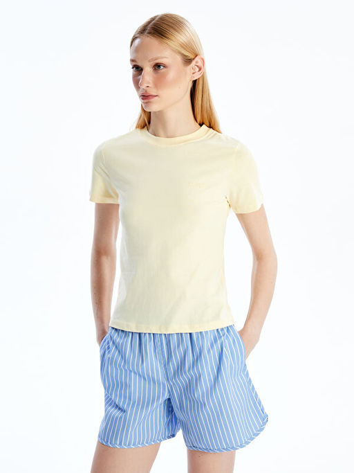 Bisiklet Yaka Nak??l? Kad?n Ti??rt