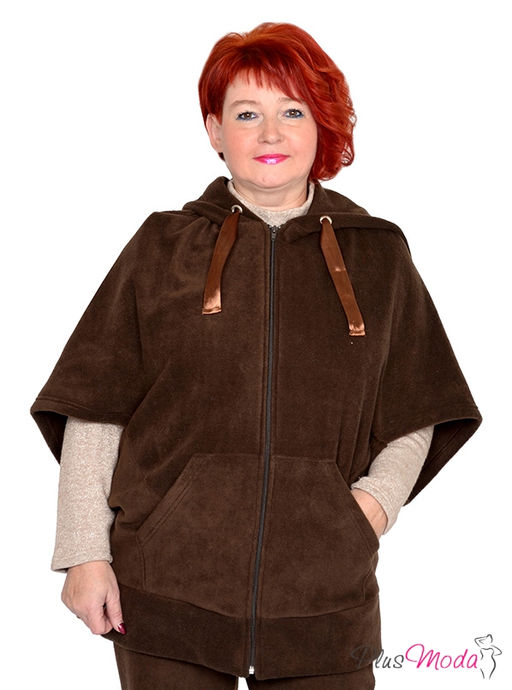 Толстовка-пончо Модель №1443 размеры 44-84 - Plusmoda фото 2