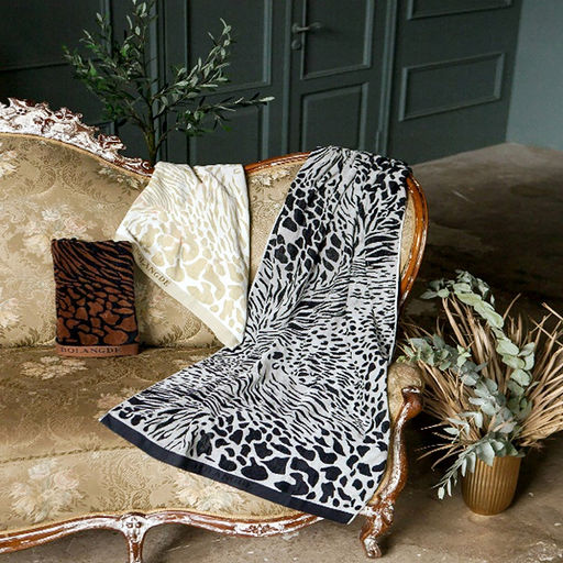 "Missoni-3023" Полотенце махровое 50х90см, плотность 375гр/м2, 100% хлопок, велюр, черный (коричневый), Bolangde (Китай)