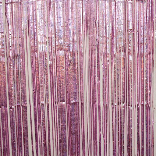 Дождик - занавес новогодний 1м *2м, голографический, розовый (6264-10)
