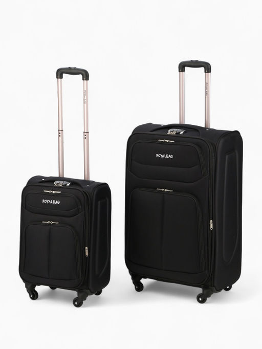 Чемодан на колёсах Royalbag маленький 46 л (S), на молнии, с увеличением, кодовый замок, 4 колеса, чёрный