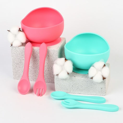 Тарелка детская на присоске и столовые приборы, Крошка Я, бирюзовый  фото 8