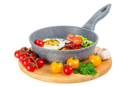 Сковорода глубокая 18 см ГАРМОНИЯ ВКУСА Серый мрамор без крышки, н/р, 33,5*19*8,5 см
