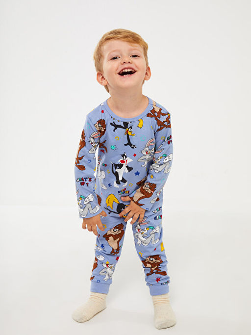Bisiklet Yaka Looney Tunes Bask?l? Erkek Bebek Pijama Tak?m? - Waikiki фото 2