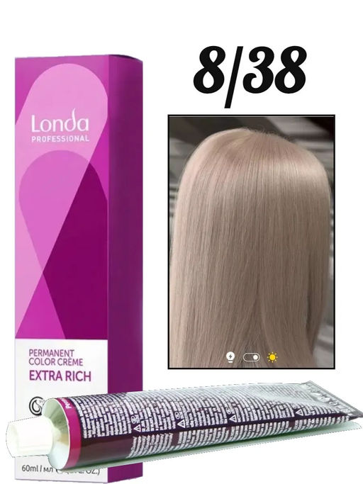 Стойкая краска 8/38 светлый блонд золотисто-жемчужный LondaColor