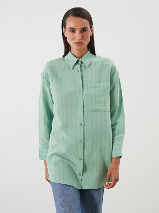 Dokulu Oversize Kad?n G?mlek Tunik