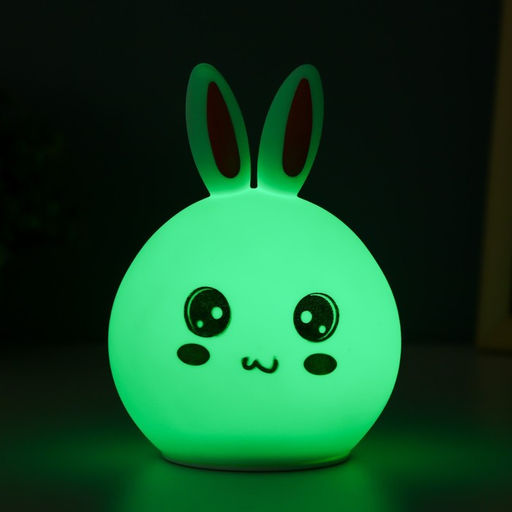 Фигурка светящаяся RISALUX «Антистресс зайчонок», мякиш, ночник, силикон, 4×LED, USB, 16×11×10.5 см