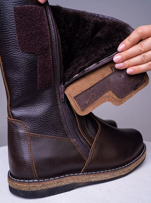 Сапоги мужские Алтай, коричневые, войлочная подошва