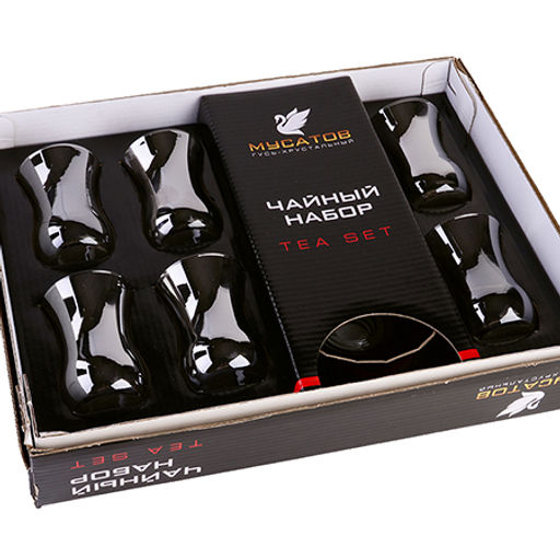 GR42021+54201-06 Набор 6 стакан/блюдца 120 мл Сияющий графит стекло (х5) - Mayer&boch фото 5