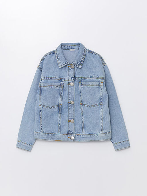 G?mlek Yaka K?z ?ocuk Jean Ceket