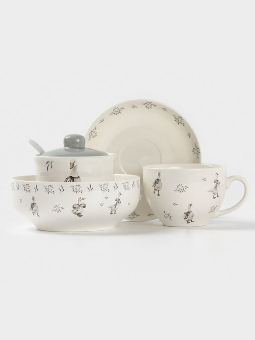 Кружка Доляна «Гуси», 330 мл, фарфор, белая